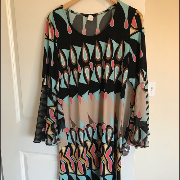 Boho flowy black and colors dress - Picture 1 of 5